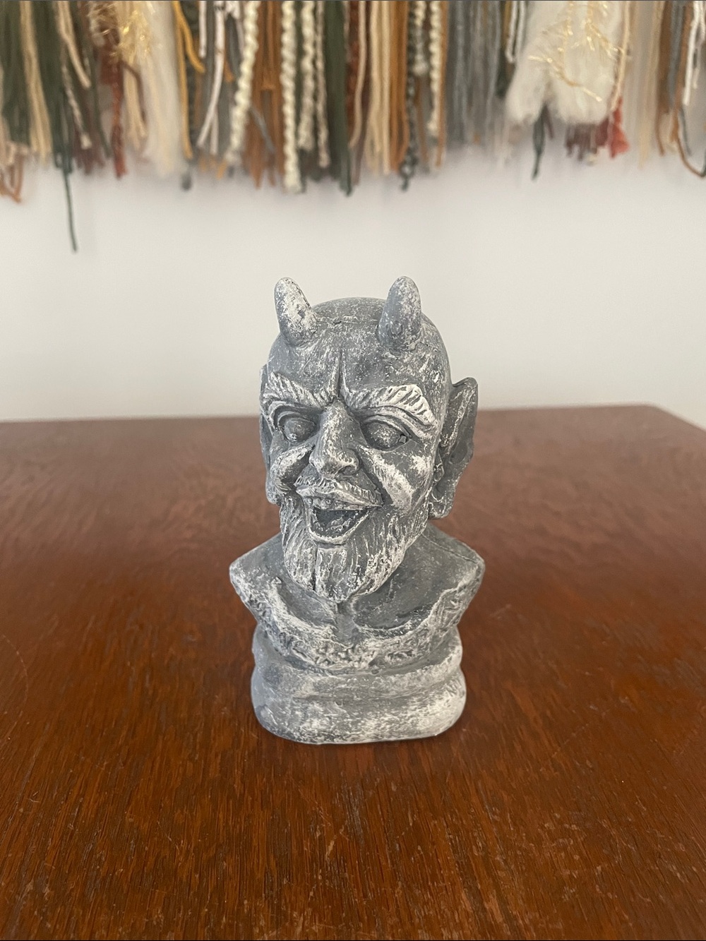 Decorative Devil Bust Sculpture - Gray
